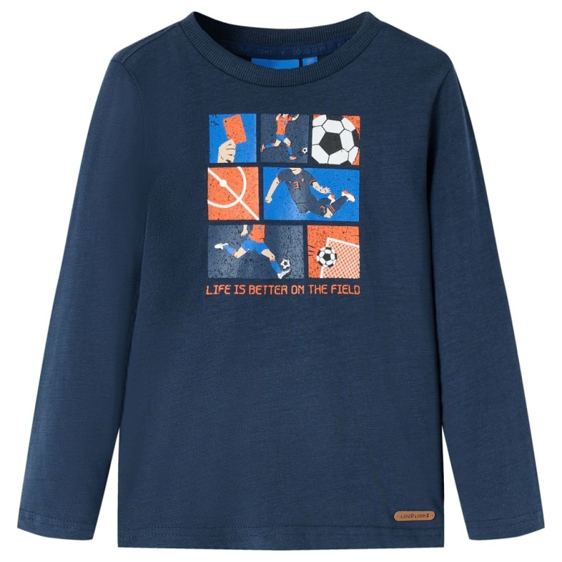 Kinder-Langarmshirt Marineblau Melange 128