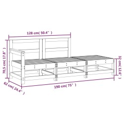 3-tlg. Garten-Lounge-Set Massivholz Douglasie