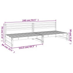 Garten-Mittelsofas 2 Stk. Grau 120x80 cm Massivholz Kiefer