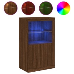 Beistellschrank mit LED-Leuchten Braun Eiche Holzwerkstoff