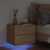 Wand-Nachttisch mit LED-Leuchten Sonoma-Eiche