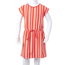 Kinderkleid mit Kordelzug Rosa und Rot 104