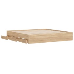 Bettgestell mit Schubladen Sonoma-Eiche 200x200cm Holzwerkstoff