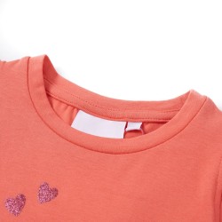 Kinder-T-Shirt mit Rüschenärmeln Korallenrosa 140