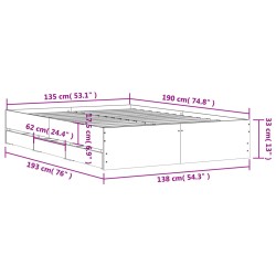 Bettgestell mit Schubladen Braun Eichen-Optik 135x190 cm