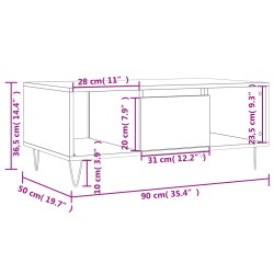 Couchtisch Sonoma-Eiche 90x50x36,5 cm Holzwerkstoff