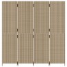 Paravent 4-tlg. Beige Poly Rattan