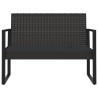 Gartenbank mit Kissen Schwarz 106 cm Poly Rattan