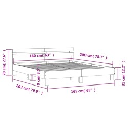 Bettgestell mit Kopfteil Braun Eichen-Optik 160x200 cm