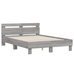 Bettgestell mit Kopfteil Grau Sonoma 135x190 cm Holzwerkstoff