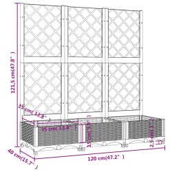 Pflanzkübel mit Rankgitter Braun 120x40x121,5 cm PP