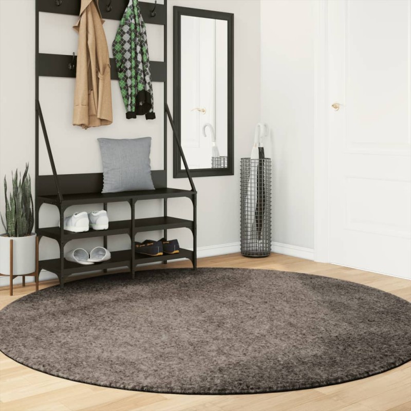 Teppich ISTAN Hochflor Glänzend Grau Ø 200 cm