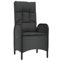 3-tlg. Garten-Lounge-Set mit Kissen Schwarz Poly Rattan