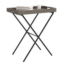 Tabletttisch Klappbar Grau 65x40x75 cm Poly Rattan