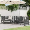 3-tlg. Garten-Lounge-Set Grau Massivholz Kiefer