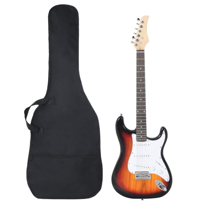 E-Gitarre für Anfänger mit Tasche Braun und Weiß 4/4 39"