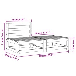 Gartensofa ohne Armlehnen mit Hocker Kiefernholz Imprägniert