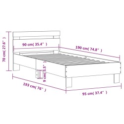 Bettgestell ohne Matratze mit Kopfteil Sonoma-Eiche 90x190 cm