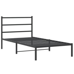 Bettgestell mit Kopfteil Metall Schwarz 107x203 cm