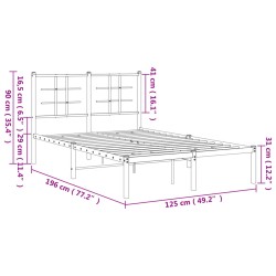 Bettgestell mit Kopfteil Metall Weiß 120x190 cm