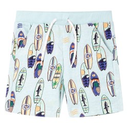 Kindershorts mit Kordelzug Sanftblau Melange 104