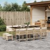 13-tlg. Garten-Essgruppe mit Kissen Beige Poly Rattan