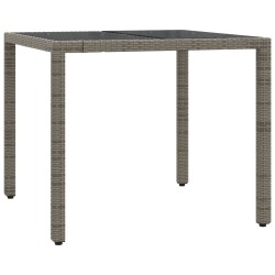 3-tlg. Bistro-Set mit Kissen Grau Poly Rattan