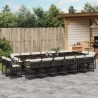 17-tlg. Garten-Essgruppe mit Kissen Schwarz Poly Rattan