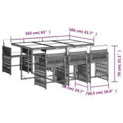 7-tlg. Garten-Essgruppe mit Kissen Beigemischung Poly Rattan