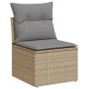 Gartensessel ohne Armlehnen mit Kissen Beige Poly Rattan