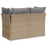 Gartensofa mit Kissen 2-Sitzer Beige Poly Rattan