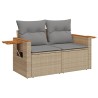 Gartensofa mit Kissen 2-Sitzer Beige Poly Rattan