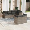 7-tlg. Garten-Sofagarnitur mit Kissen Grau Poly Rattan