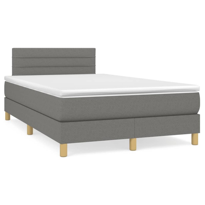 Boxspringbett mit Matratze & LED Dunkelgrau 120x190 cm Stoff