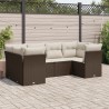 6-tlg. Garten-Sofagarnitur mit Kissen Braun Poly Rattan