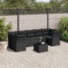 8-tlg. Garten-Sofagarnitur mit Kissen Schwarz Poly Rattan