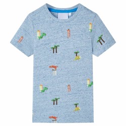 Kinder-T-Shirt Blau Melange...