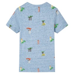 Kinder-T-Shirt Blau Melange 116