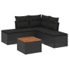 6-tlg. Garten-Sofagarnitur mit Kissen Schwarz Poly Rattan