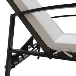 Sonnenliegen 2 Stk. mit Tisch Poly Rattan Braun