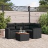 5-tlg. Garten-Sofagarnitur mit Kissen Schwarz Poly Rattan