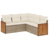 5-tlg. Garten-Sofagarnitur mit Kissen Beige Poly Rattan