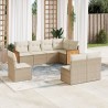 8-tlg. Garten-Sofagarnitur mit Kissen Beige Poly Rattan