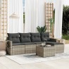 6-tlg. Garten-Sofagarnitur mit Kissen Hellgrau Poly Rattan