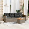 5-tlg. Garten-Sofagarnitur mit Kissen Grau Poly Rattan