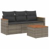 4-tlg. Garten-Sofagarnitur mit Kissen Grau Poly Rattan