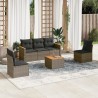 6-tlg. Garten-Sofagarnitur mit Kissen Grau Poly Rattan