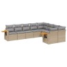 9-tlg. Garten-Sofagarnitur mit Kissen Beige Poly Rattan