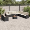 12-tlg. Garten-Sofagarnitur mit Kissen Schwarz Poly Rattan