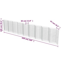 Gabionenwand Verzinkter Stahl 630×30×100 cm